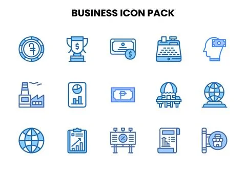 Business Two Colour Vector Icons Pack Stock Illustration