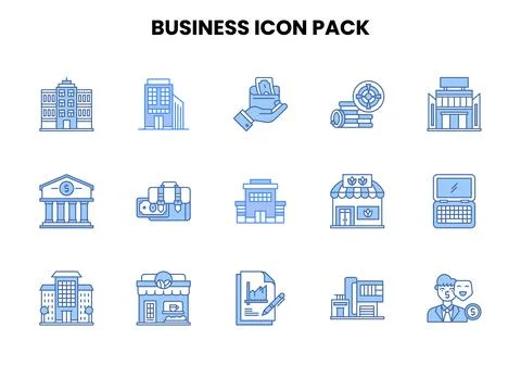 Business Two Colour Vector Icons Pack Stock Illustration