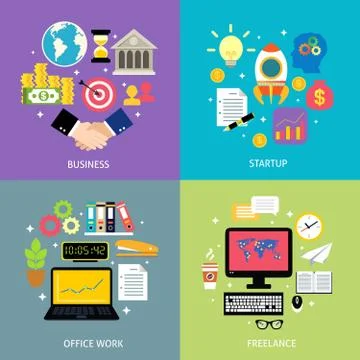 Business types concept flat 스톡 일러스트