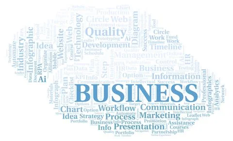 Business typography word cloud create with the text only. Illustrazione stock