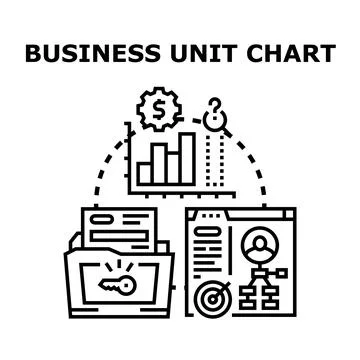 Business unit chart displaying management and strategy concepts Ilustración de archivo