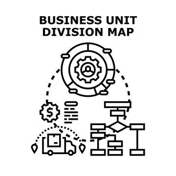 Business unit division map outlining corporate structure Illustration