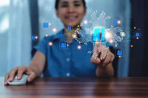 Business using AI learning and business artificial intelligence modern digi.. 스톡 사진