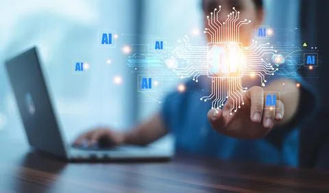 Business using AI learning and business artificial intelligence modern digi.. 库存照片