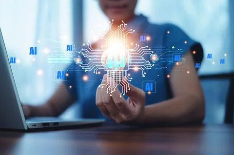 Business using AI learning and business artificial intelligence modern digi.. 库存照片