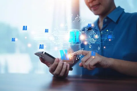 Business using AI learning and business artificial intelligence modern digi.. Stock Photos
