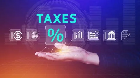 Business using computer to complete Individual income tax return form onlin.. Stock Photos