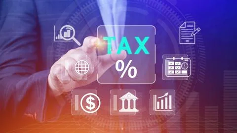Business using computer to complete Individual income tax return form onlin.. Stock Photos