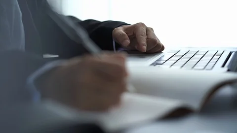 Business using laptop computer at office, working for success concept Stock Footage 121263781