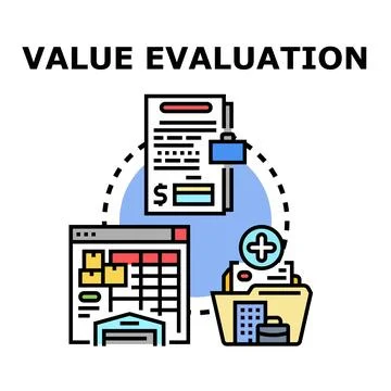 Business value evaluation process calculating asset price Stock Illustration