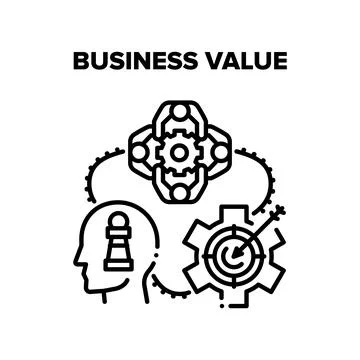 Business Value Increasing Vector Black Illustration Illustrazione stock