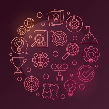 Business Values vector round colored linear illustration Illustrazione stock