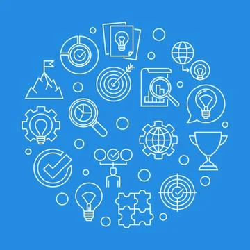 Business Values vector round outline illustration Stock Illustration