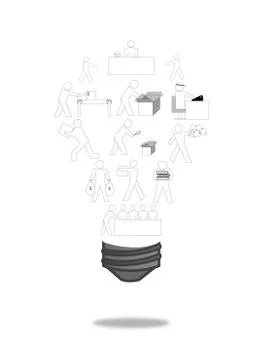 Business various icon on light bulb style Stock Photos