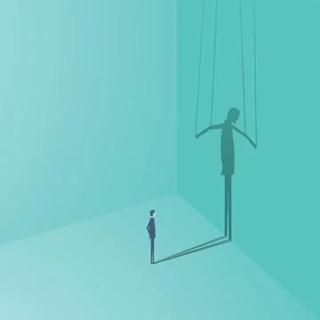 Business vector concept of manipulation, exploitation, domination, control and Illustrazione stock