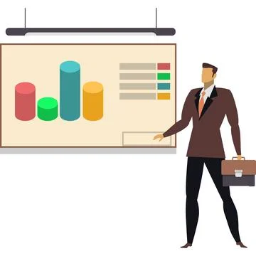 Business vector presenter showing graph and chart Stock Illustration