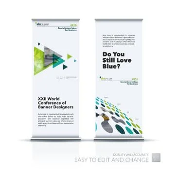Business vector set of modern roll Up Banner stand design with f Stock-Illustration