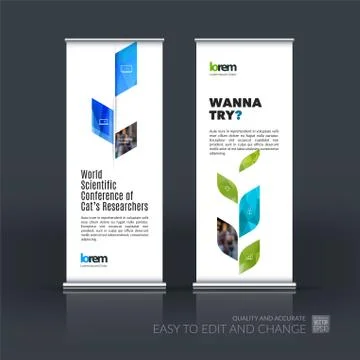 Business vector set of modern roll Up Banner stand design templa Illustration