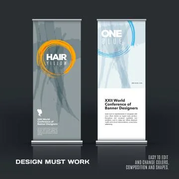 Business vector set of modern roll up banner stand design with colourful Stock Illustration