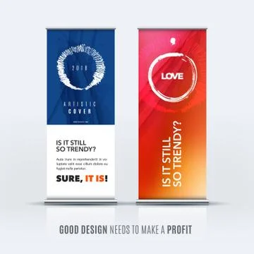 Business vector set of modern roll up banner stand design with colourful Stock Illustration