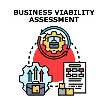 Business viability assessment process evaluating strategy and growth 库存插图
