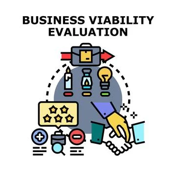 Business viability evaluation concept managing risk strategy Illustrazione stock