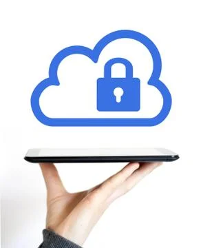 Business virtual cloud lock icon web concept Stock Illustration
