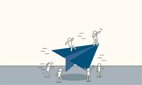 Business vision and solution vector concept illustration. Man businessman fly Stock Illustration