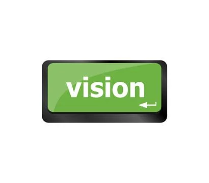 Business vision concept with key on computer keyboard Illustrazione stock
