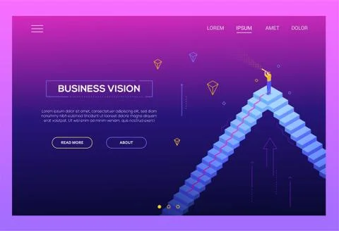 Business vision - modern isometric vector website header Stock Illustration