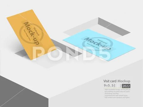 Business visit card on table mock-up series PSD Template
