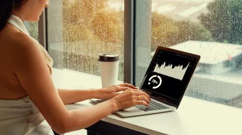 Business visual data analyzing technology by creative computer software Stock Photos