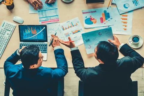 Business visual data analyzing technology by creative computer software Stock Photos
