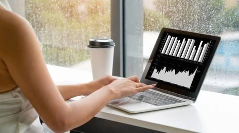 Business visual data analyzing technology by creative computer software Stock Photos
