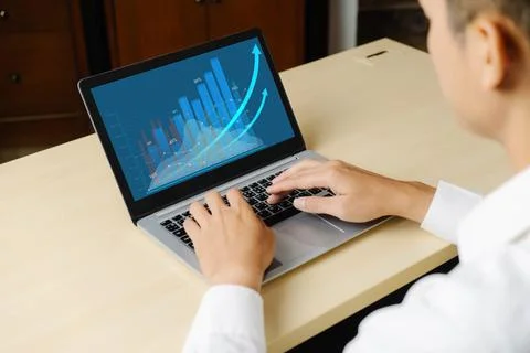 Business visual data analyzing technology by creative computer software 스톡 사진