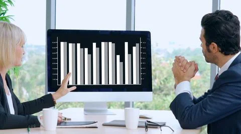 Business visual data analyzing technology by creative computer software Stock Photos