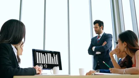 Business visual data analyzing technology by creative computer software 스톡 사진