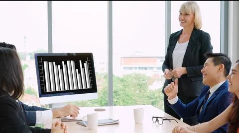 Business visual data analyzing technology by creative computer software Stock Photos