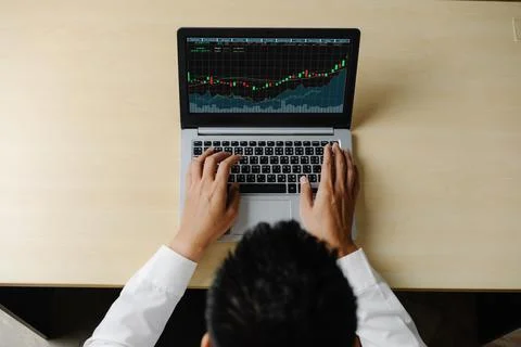 Business visual data analyzing technology by creative computer software Stock Photos