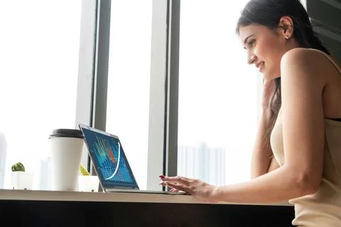 Business visual data analyzing technology by creative computer software Stock Photos