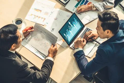 Business visual data analyzing technology by creative computer software Stock Photos