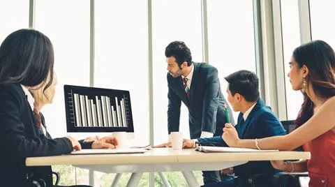 Business visual data analyzing technology by creative computer software Stock Photos