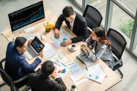 Business visual data analyzing technology by creative computer software Stock Photos