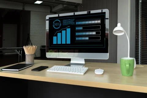 Business visual data analyzing technology by creative computer software Stock Photos