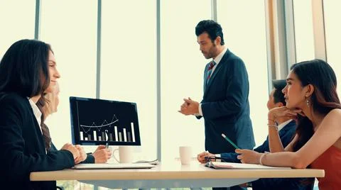 Business visual data analyzing technology by creative computer software Stock Photos