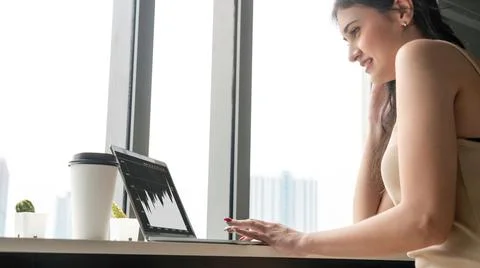 Business visual data analyzing technology by creative computer software Stock Photos
