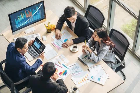 Business visual data analyzing technology by creative computer software Stock Photos