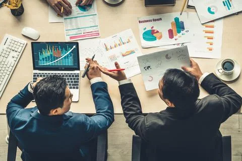 Business visual data analyzing technology by creative computer software Stock Photos