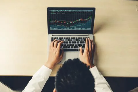 Business visual data analyzing technology by creative computer software Stock Photos