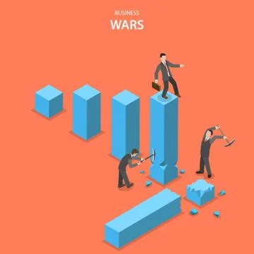 Business wars isometric flat vector concept. Stock Illustration